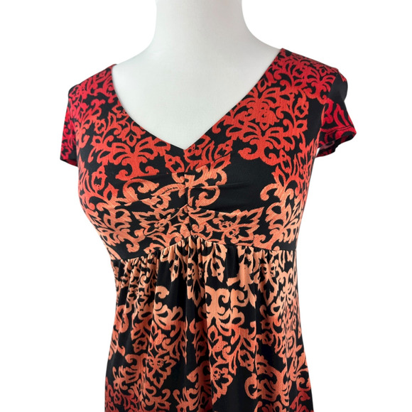 Soma Ombre Damask Short Sleeve V-Neck Jersey Mini Lightweight Sleep Dress Large - Picture 3 of 9